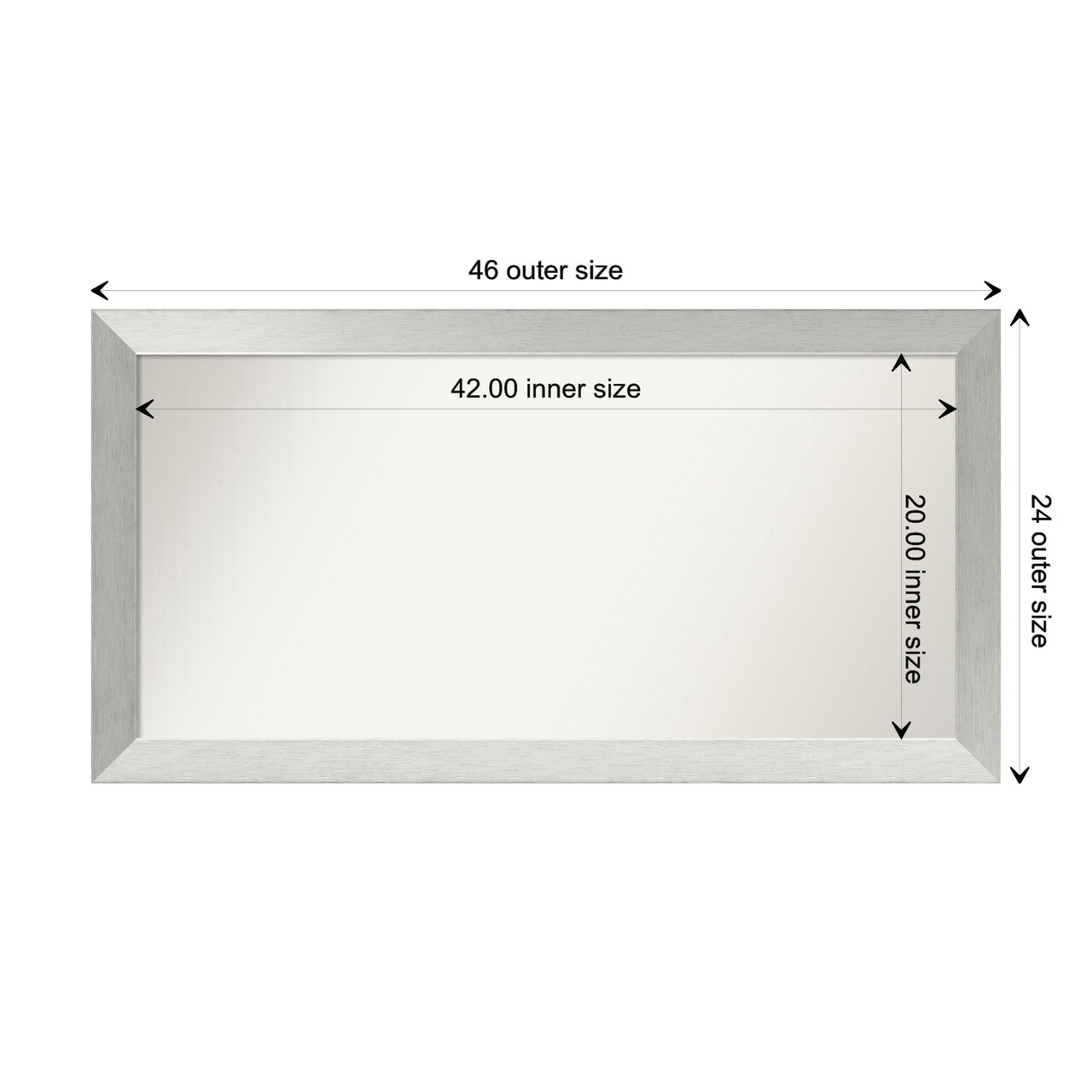 Brushed Sterling Silver Non-Beveled Custom Framed Bathroom Vanity Wall Mirror